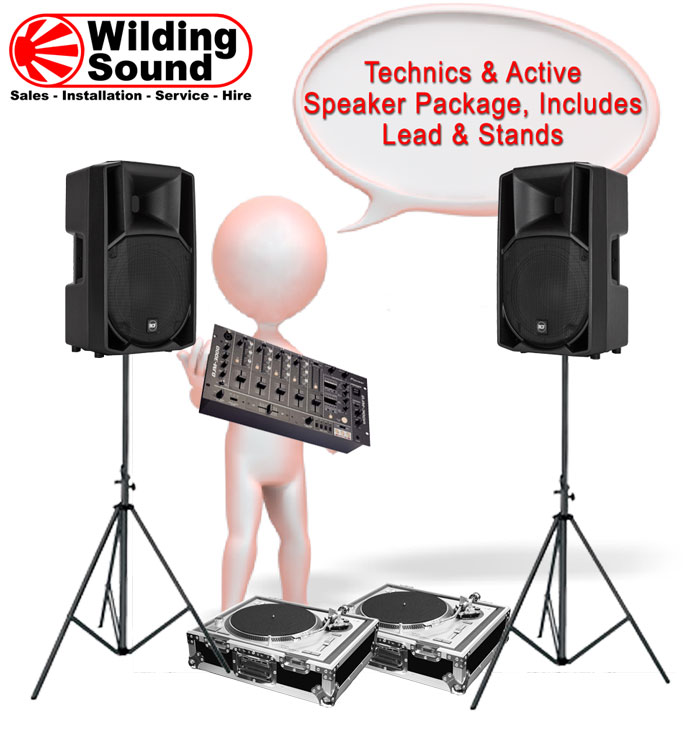 Technics decks, mixer, amp and speaker Hire Package